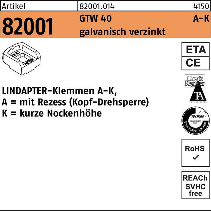 Klemmen R 82001 GTW 40 KM 10/4,0 galv.verz. 1 Stück LINDAPTER-0