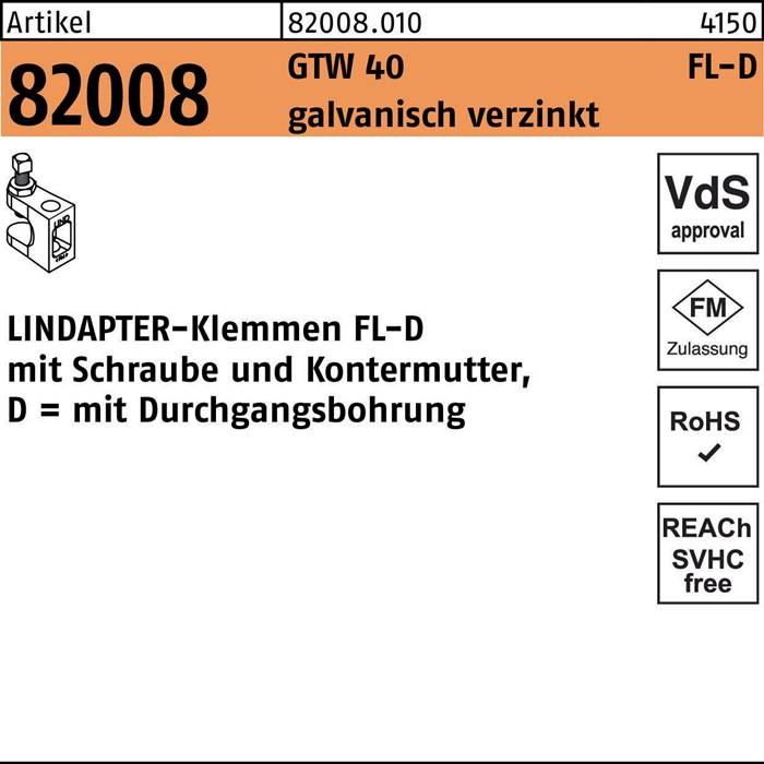 Klemmen R 82008 GTW 40 FL-D FL 3 - D 13 galv.verz. 1 Stück LINDAPTER-0