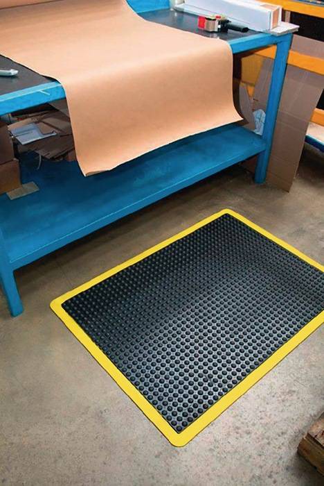 Arbeitsplatzbodenbelag Fertigmatte L900xB600xS14mm schwarz/gelb SBR-Gummi COBA-0