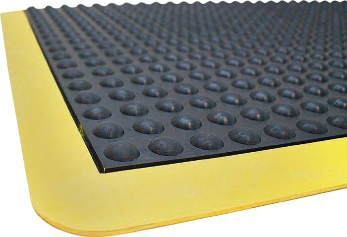 Arbeitsplatzbodenbelag Fertigmatte L900xB600xS14mm schwarz/gelb SBR-Gummi COBA-2