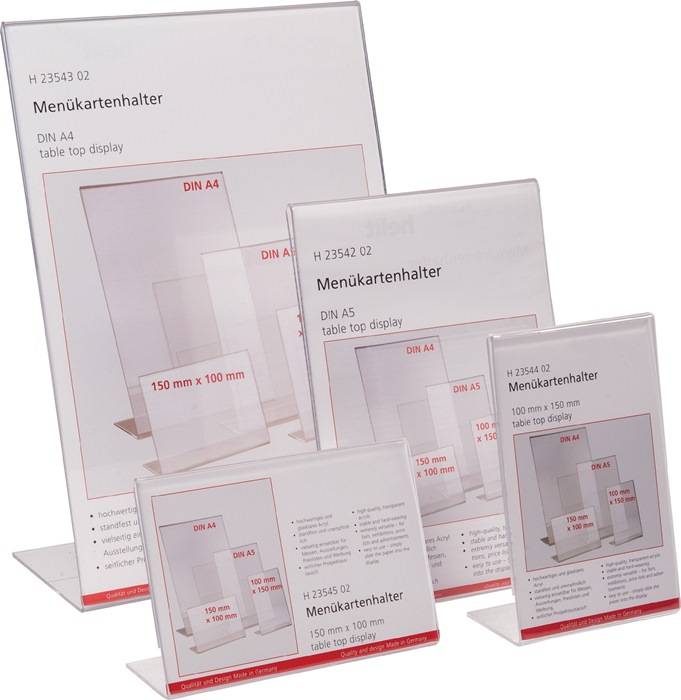Tischaufsteller DIN A4 hoch Acryl transp.freistehend HELIT-0