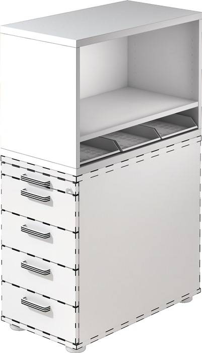 Aufsatzschrank H530xB800xT428mm 1 OH u.3 Kunststoffablagen weiß-0