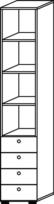 Schrank H2156xB400xT420mm graphit/Asteiche 6 OH 4 Schubl.Knaufgriff-1