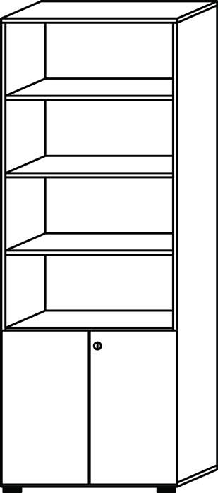 Schrank H2156xB800xT420 graphit/Asteiche 6 OH (4 offen) 2 Türen Knaufgriff-1
