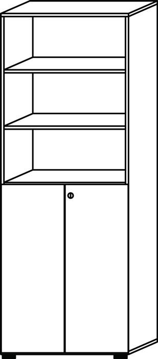 Schrank H2156xB800xT420mm graphit/Asteich 6 OH (3 offen) 2 Türen-1