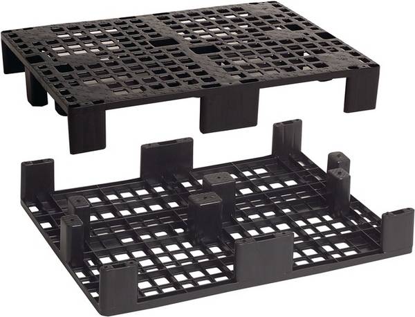 Displaypalette L800xB600xH115mm 9 Füße durchbrochen Recycling-PE
