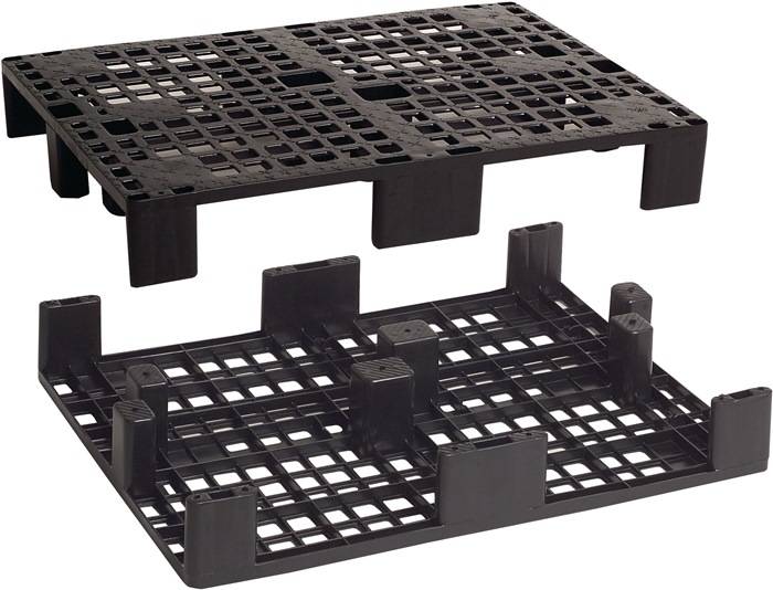 Displaypalette L800xB600xH115mm 9 Füße durchbrochen Recycling-PE-0