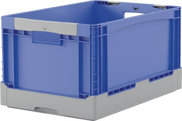 Faltbox L600xB400xH320mm Inh.65l grau/blau o.Deckel PP Durchfassgriffe BITO