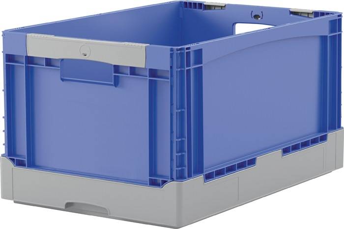 Faltbox L600xB400xH320mm Inh.65l grau/blau o.Deckel PP Durchfassgriffe BITO-0