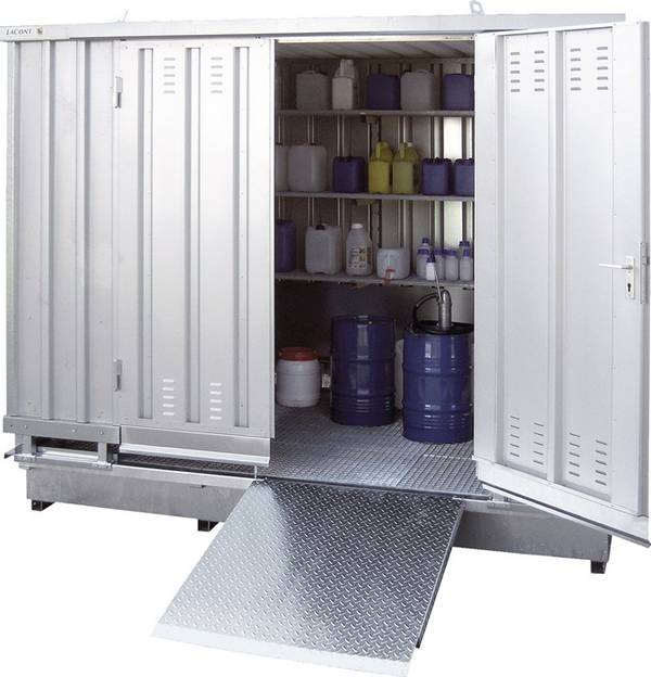 Lagercontainer B3075xT2075xH2385mm mont.f.passive Lagerung verz.Auffangvol.1000l