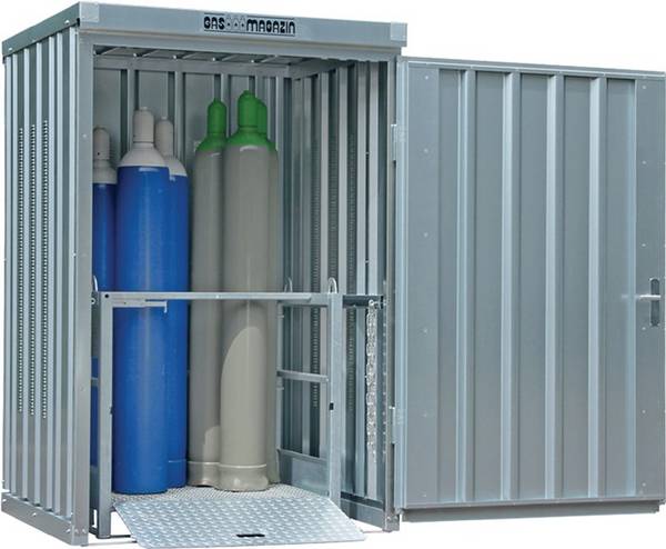 Gasflaschencontainer B1410xT1050xH2170mm verzinkt,mont.o.Bodenrahmen SÄBU