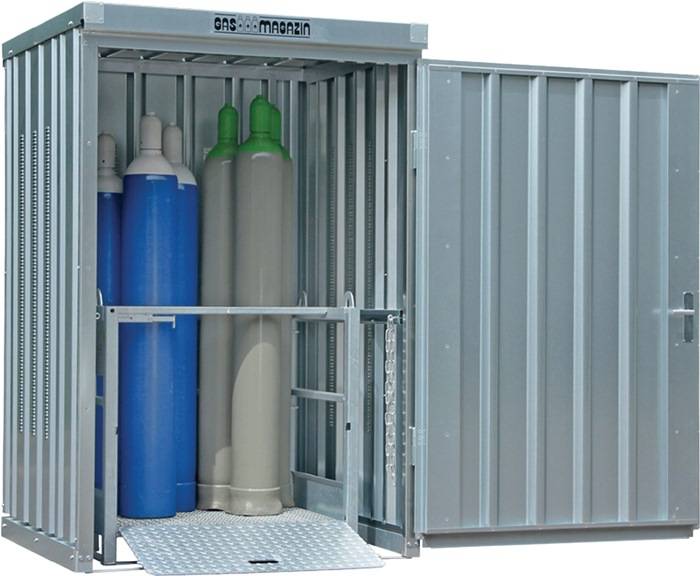 Gasflaschencontainer B1410xT1050xH2170mm verzinkt,mont.o.Bodenrahmen SÄBU-0