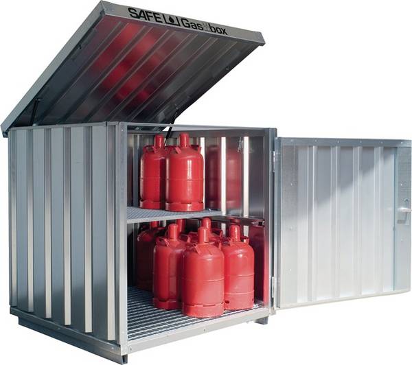 Gasflaschencontainer B1430xT1445xH1475mm verzinkt,montiert,m.Bodenrahmen SÄBU