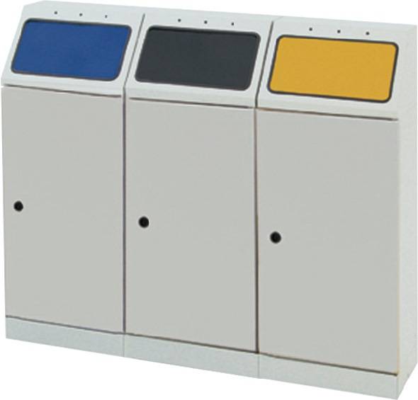 Wertstoffsammler 3x45l H1000xB1200xT300mm lichtgrau stationär STUMPF-0