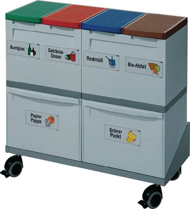 Wertstoffsammler 4x15 l,2x30l H780xB805xT315mm grau/grün,rot,blau,braun-0