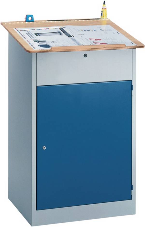Stehpult H1220xB710xT600mm lichtgrau/resedagrün 2 Böden,1 Tür LUTZ