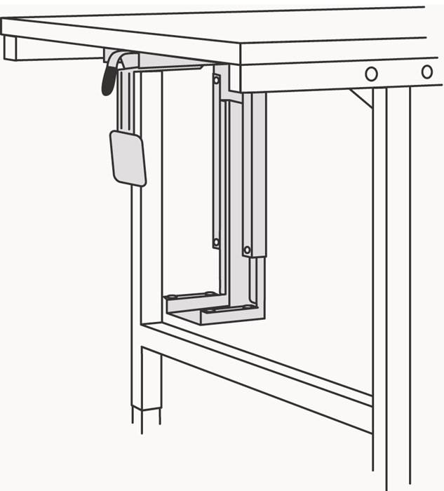 PC-Halterung für Rocholz Packtisch-Systeme, universell am Tischbein mo-0