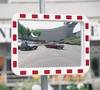 Verkehrsspiegel H800xB1000mm Kunststoff,rot/weiß f.2 Richtungen 14m