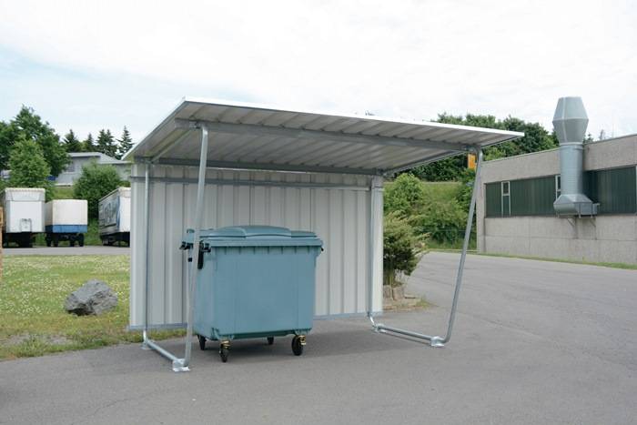 Überdachung Grund-EH,eins.B2145xH2250xT2330mm Pultdach Profilbl.grauweiß WSM-1