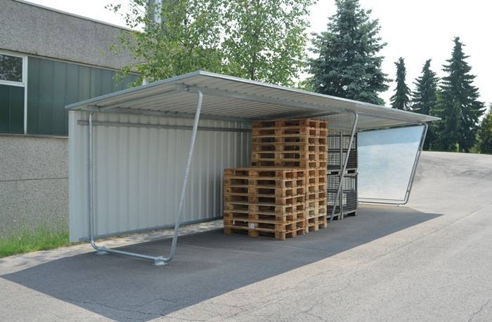 Überdachung Grund-EH,eins.B2145xH2250xT2330mm Pultdach Profilbl.grauweiß WSM-0