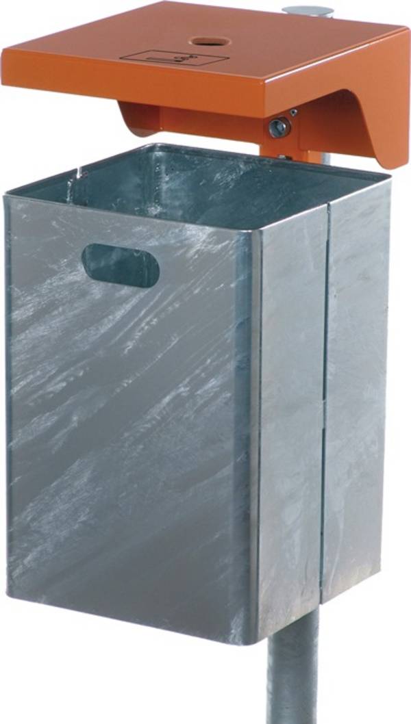 Abfallbehälter H685xB310xT360mm 50l verzinkt/gelborange,RAL 2000 m.Ascher RENNER