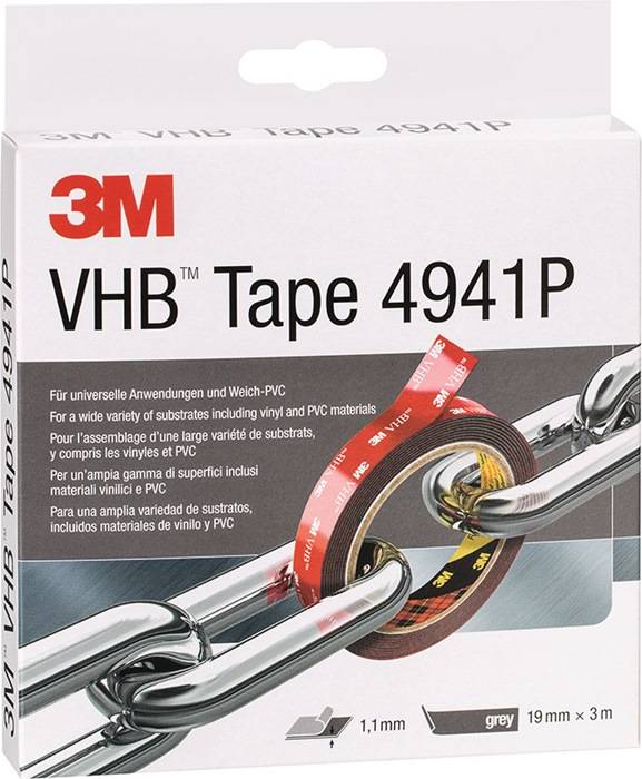 Montageband VHB Tape 4941P grau L.3m B.19mm Rl.3M-0