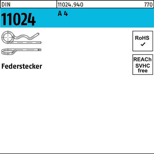 Federstecker DIN 11024 5/20,1-26 A 4 10 Stück