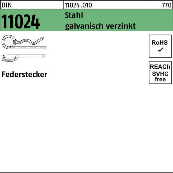 Federstecker DIN 11024 7/34,1-45 Stahl galv.verz. 25 Stück