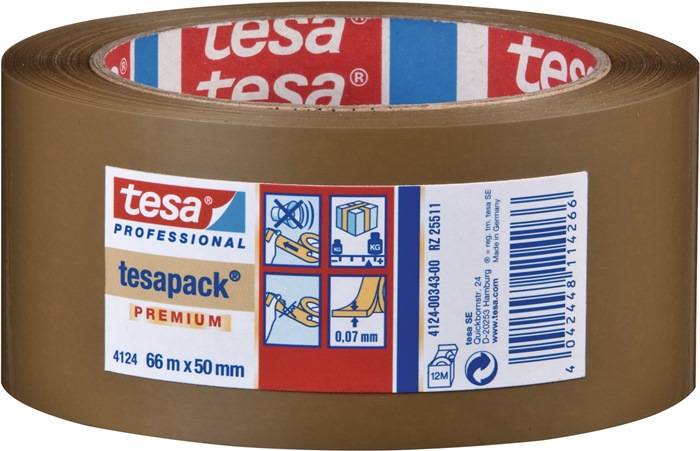 Verpackungsklebeband PVC tesapack® 4124 chamois L.66m B.50mm Rl.TESA-0