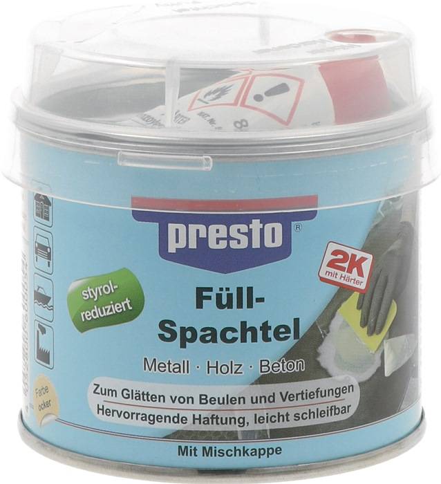 2K-Füllspachtel ocker,Härter rot 250g Dose PRESTO