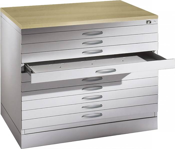 Flachablageschrank schwarzgrau/schwarzgrau H760xB1100xT765mm Anz.Schubl.10