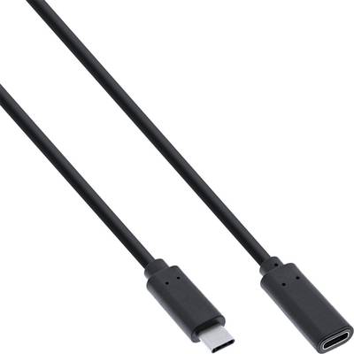 InLine® USB 3.2 Gen.2x2 Kabel, USB-C Verlängerung ST/BU, schwarz, 1m