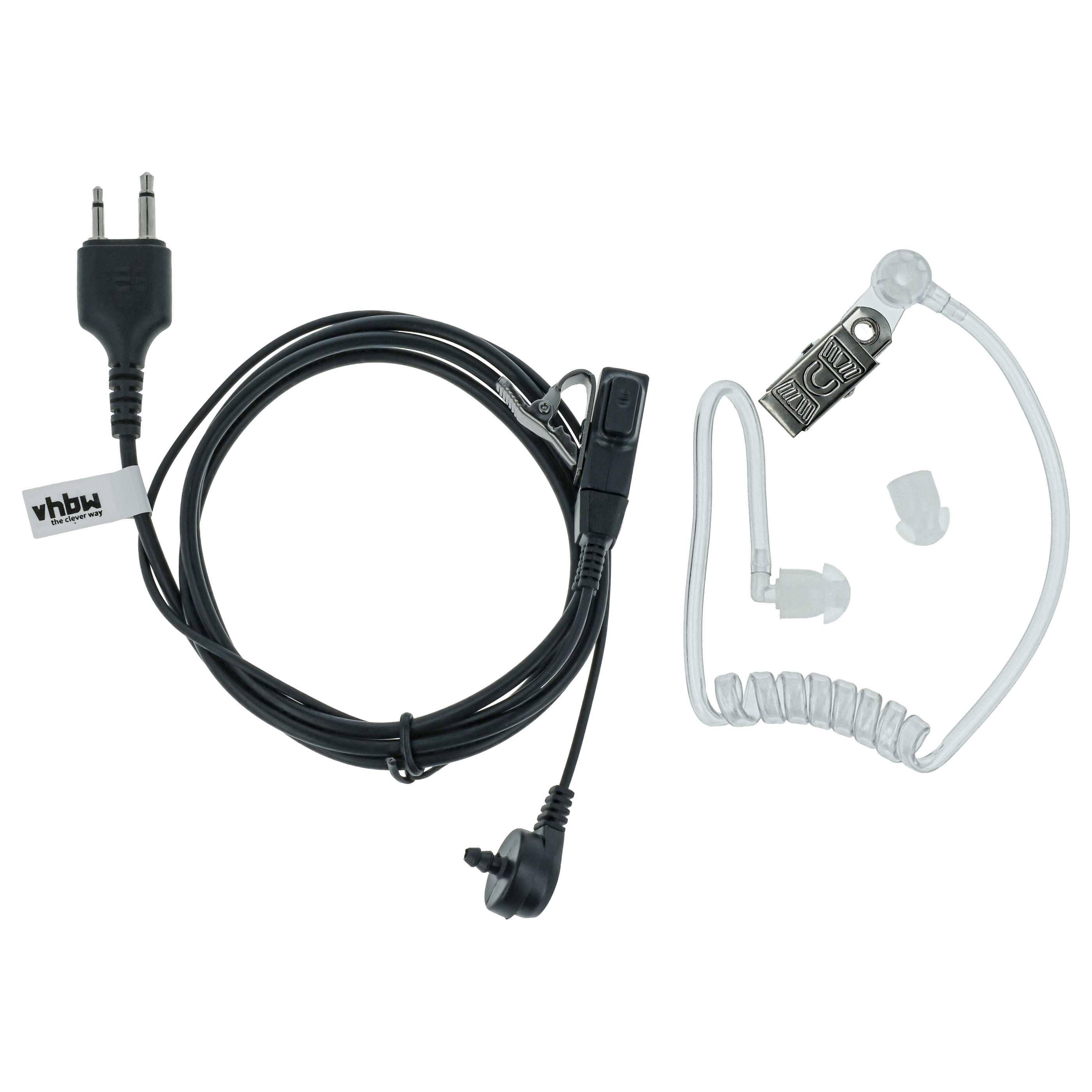 vhbw Headset kompatibel mit Icom IC-91AD, IC-91A, IC-80AD, IC-4SE, IC-4SET Funkgerät mit PTT Mikrofon - transparent-0