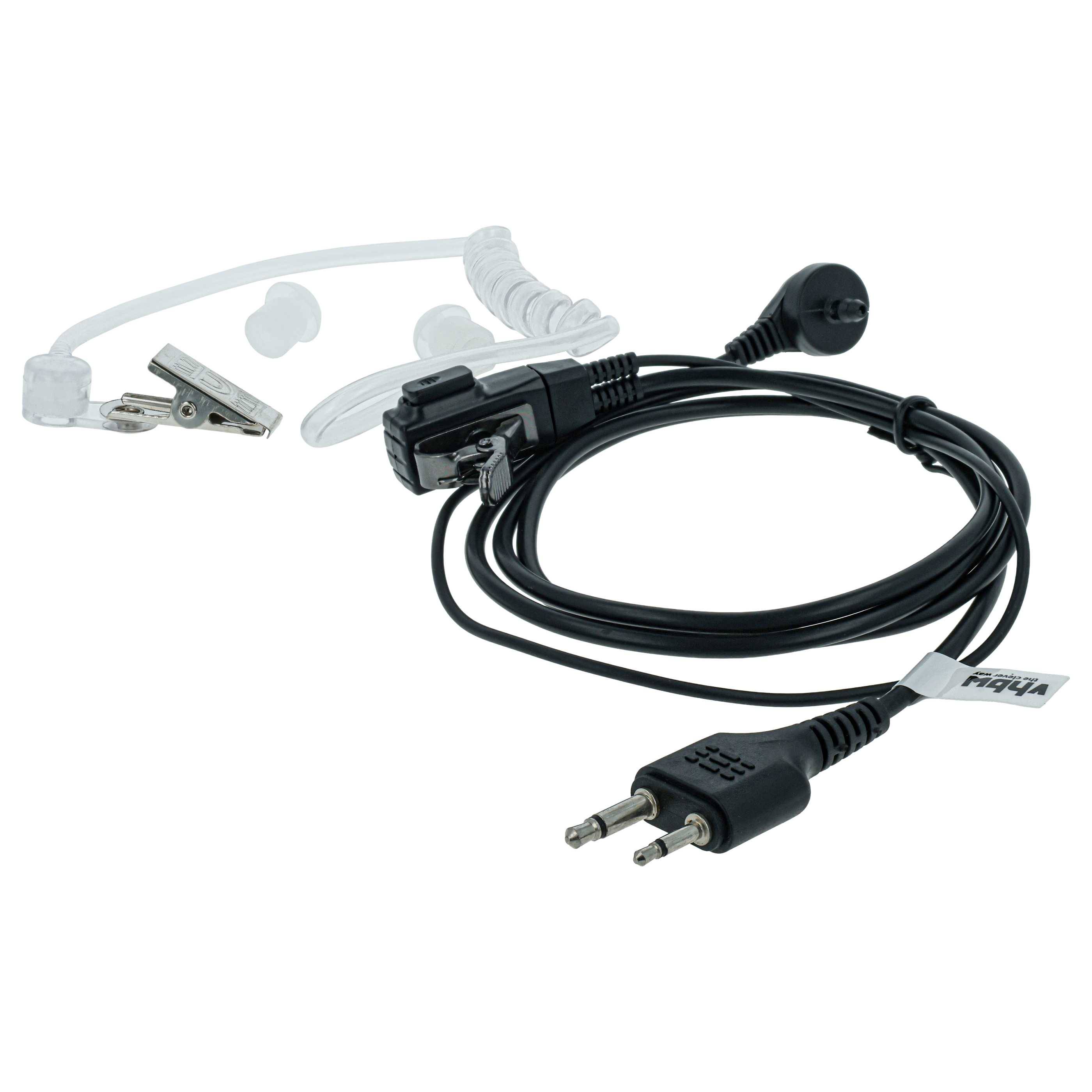 vhbw Headset kompatibel mit Icom IC-91AD, IC-91A, IC-80AD, IC-4SE, IC-4SET Funkgerät mit PTT Mikrofon - transparent-3
