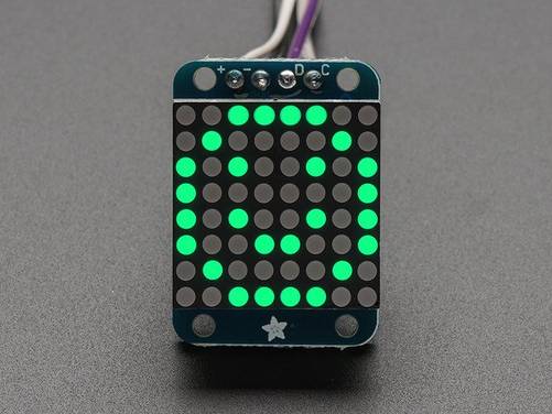 Adafruit Mini 0.8" 8x8 LED Matrix w/I2C Backpack - Pure Green 1633