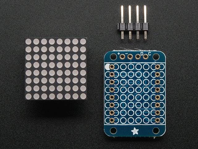 Adafruit Mini 0.8" 8x8 LED Matrix w/I2C Backpack - Pure Green 1633-1
