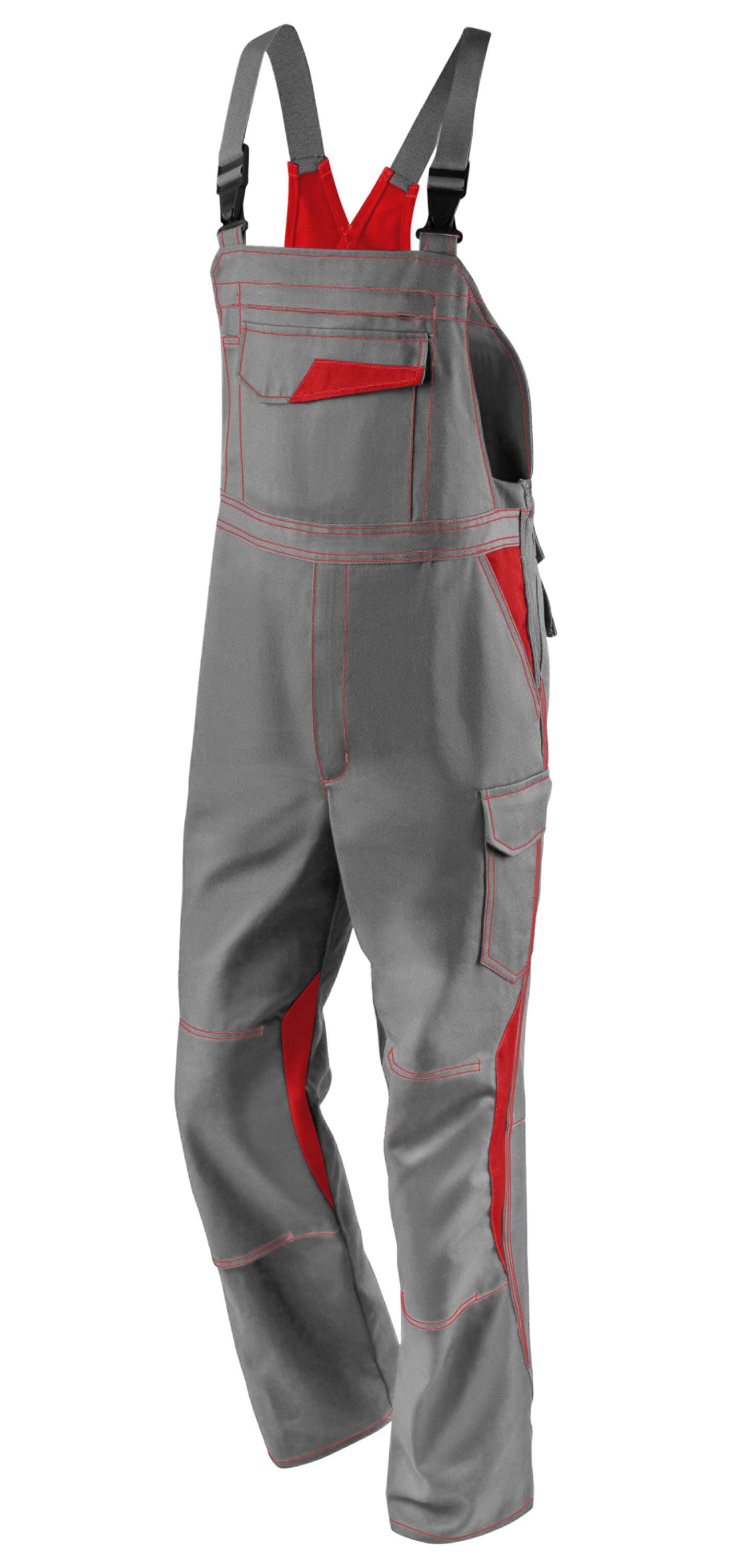 IMAGE DRESS NEW DESIGN Latzhose, mittelgrau/mittelrot, 32-0