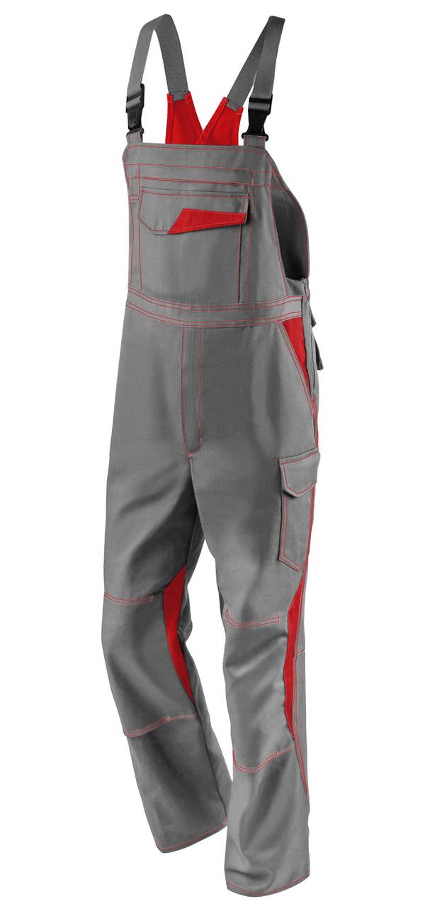 IMAGE DRESS NEW DESIGN Latzhose, mittelgrau/mittelrot, 52