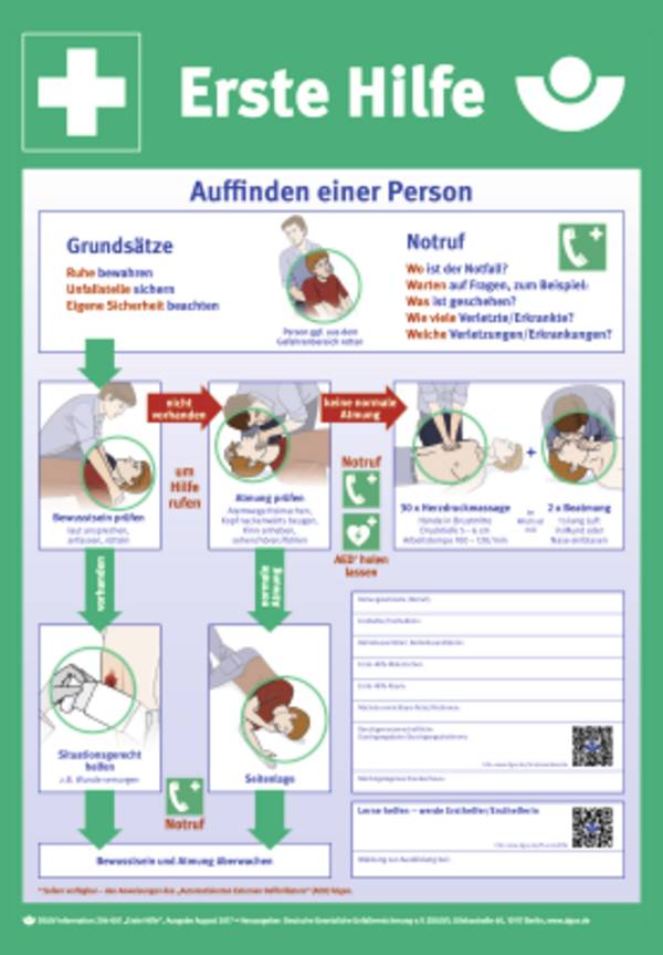 Aushang Erste Hilfe nach DGUV Information 204-001, PVC, 410x590 mm