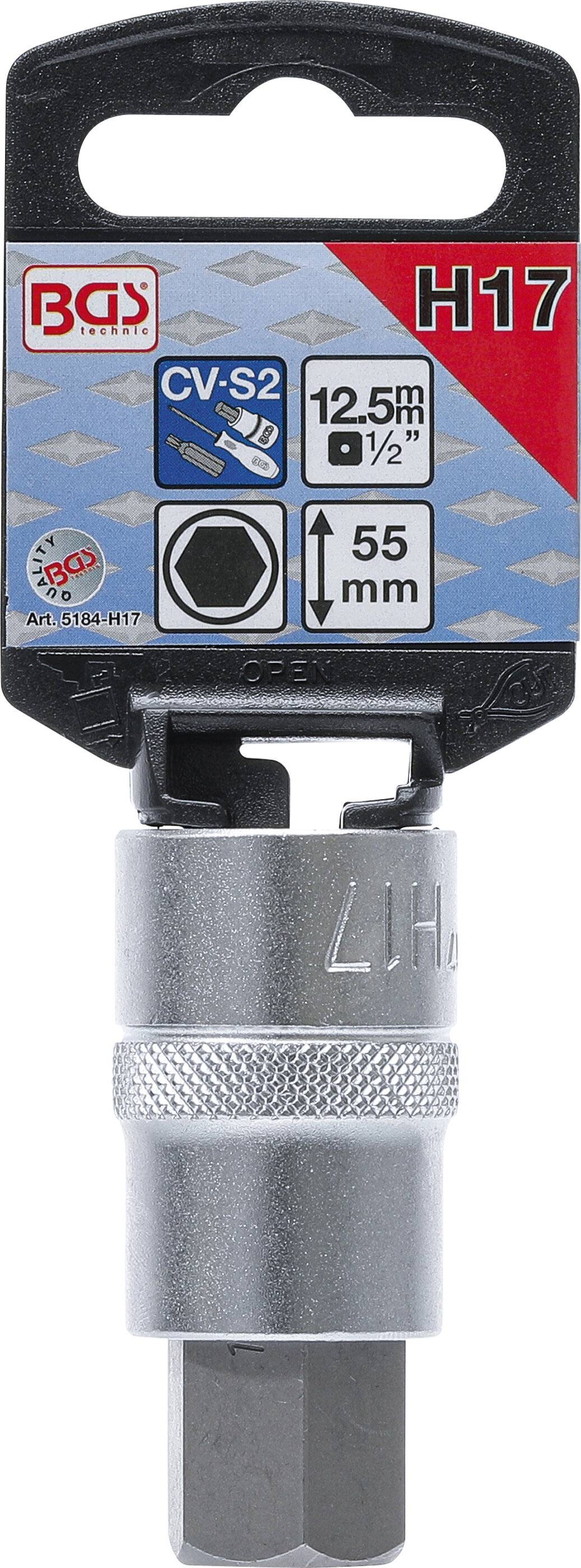 BGS 5184-H17 Bit-Einsatz, Antrieb Innenvierkant 12 ,5 mm (1/2"), Innensechskant 17 mm-2