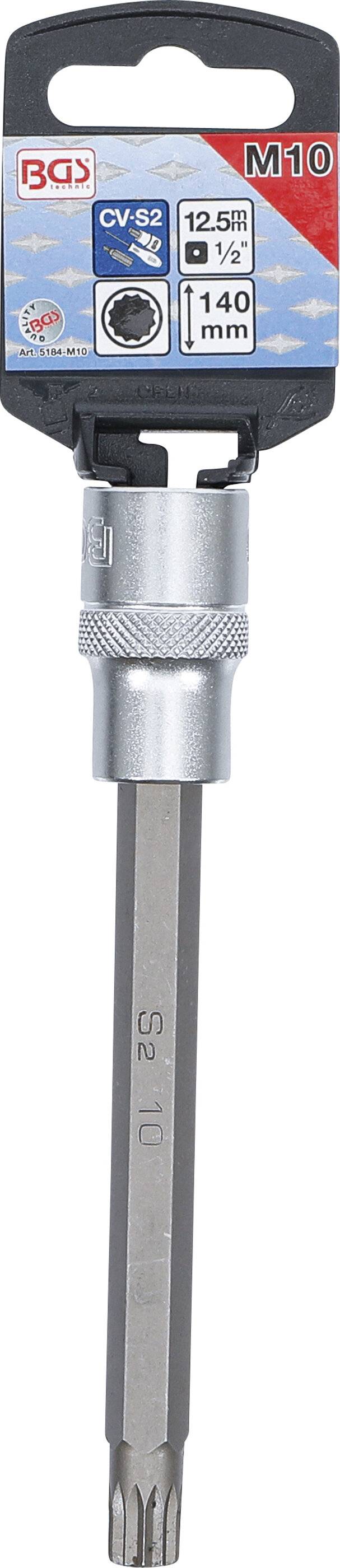 BGS 5184-M10 Bit-Einsatz, Länge 140 mm, Antrieb In nenvierkant 12,5 mm (1/2"), Innenvielzahn (für XZN-2