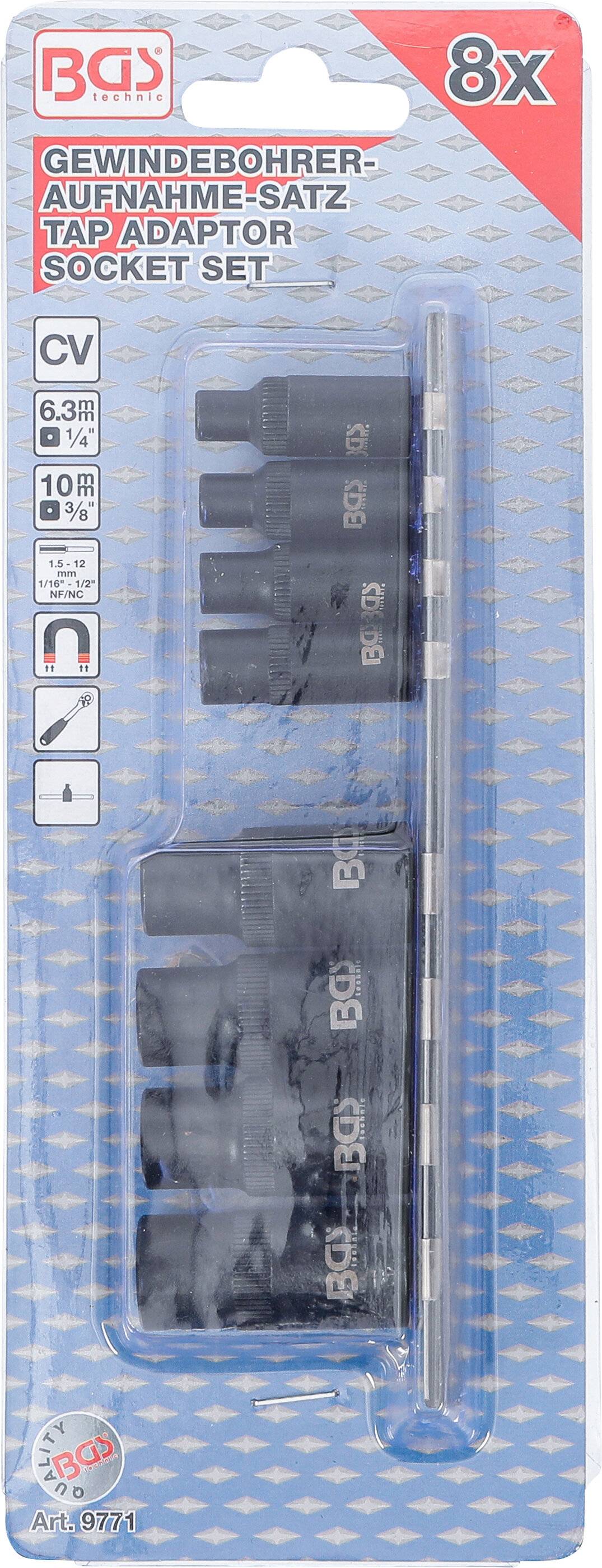 Gewindebohrer-Aufnahme-Satz 6,3 mm (1/4") / 10 mm (3/8") 8-tlg.-4