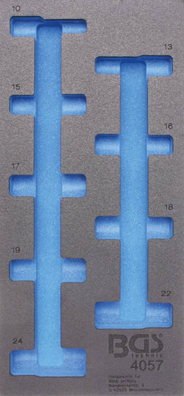 Werkstattwageneinlage 1/3: Steckschlüssel-Einsätze Sechskant 12,5 mm (1/2") 10-24 mm tief 9-tlg.