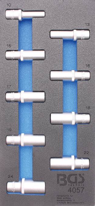 Werkstattwageneinlage 1/3: Steckschlüssel-Einsätze Sechskant 12,5 mm (1/2") 10-24 mm tief 9-tlg.-1