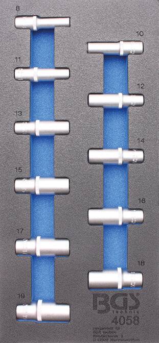 Werkstattwageneinlage 1/3: Steckschlüssel-Einsätze Sechskant 10 mm (3/8") 8 - 19 mm tief 11-tlg.-1