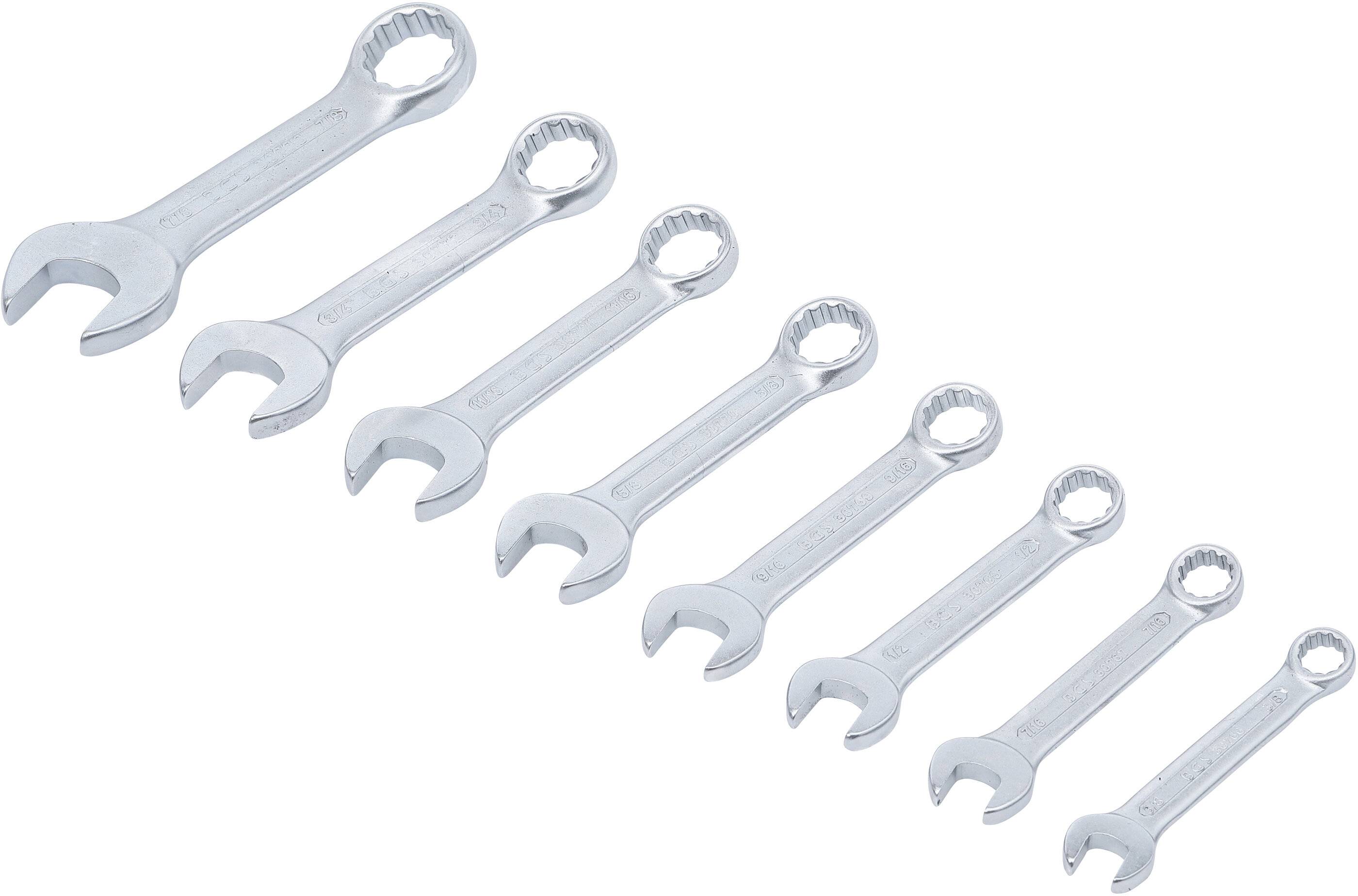 Maul-Ringschlüssel-Satz extra kurz Zollgrößen SW 3/8" - 7/8" 8-tlg.-1