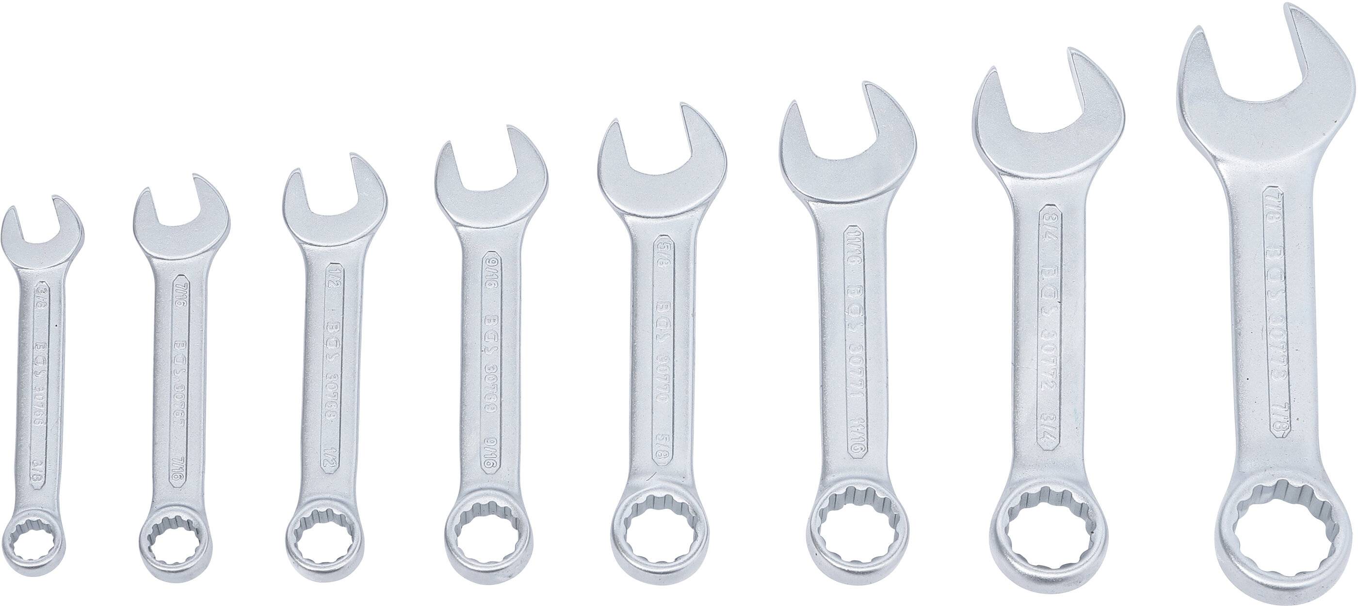 Maul-Ringschlüssel-Satz extra kurz Zollgrößen SW 3/8" - 7/8" 8-tlg.-2