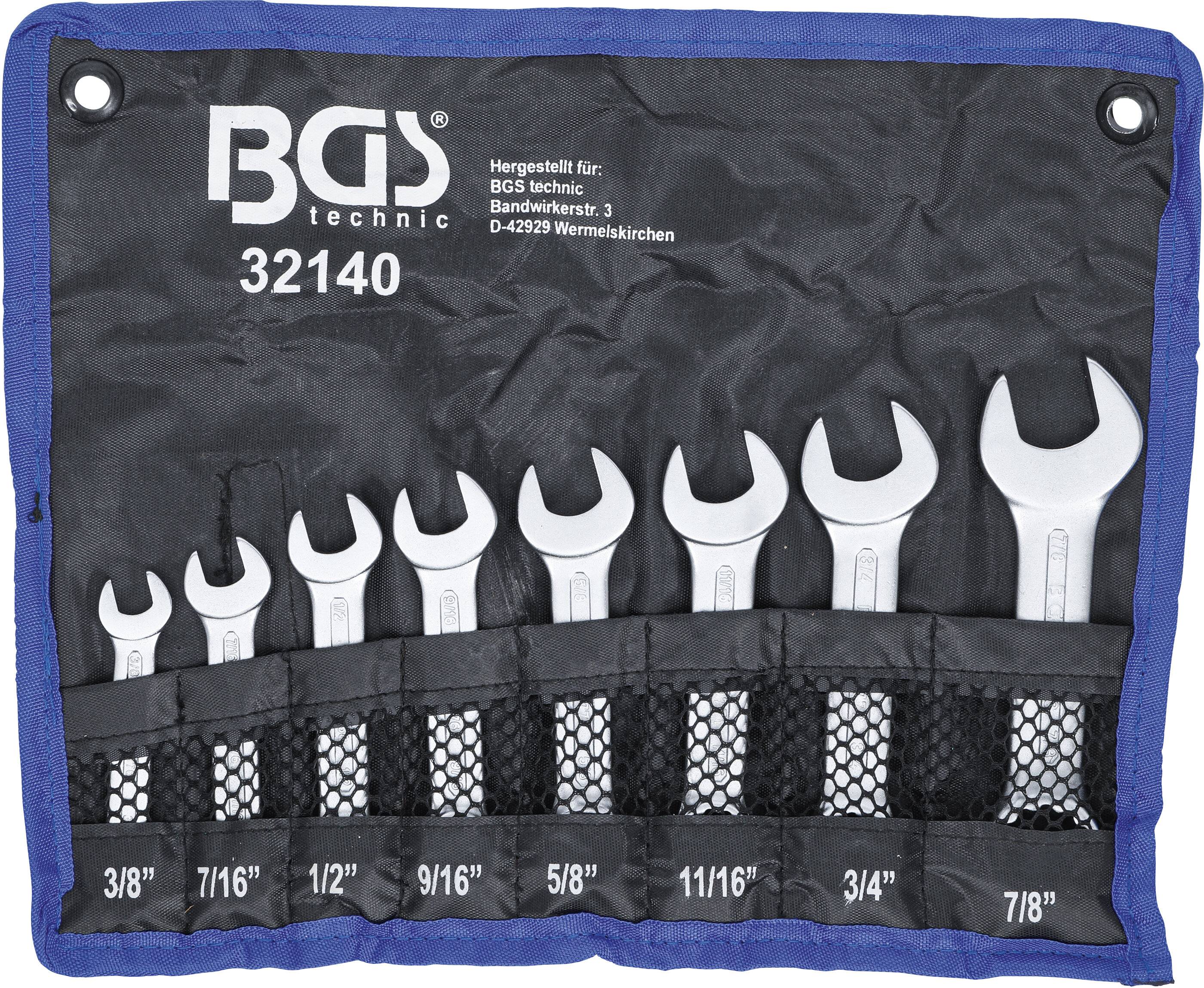 Maul-Ringschlüssel-Satz extra kurz Zollgrößen SW 3/8" - 7/8" 8-tlg.-3