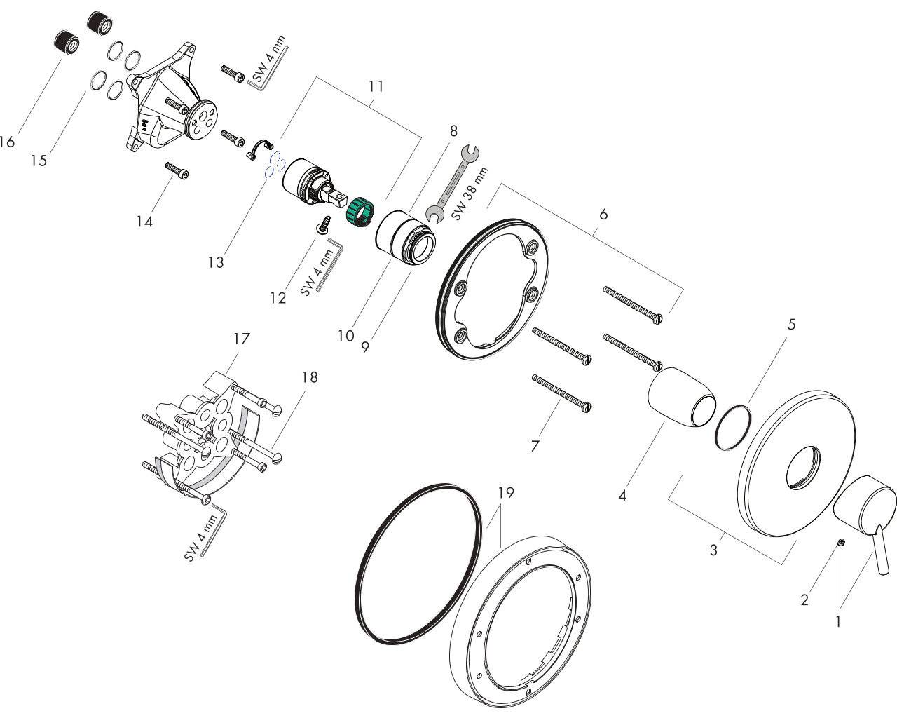 HANSGROHE Brausenmischer UP Talis S Fertigset chrom-3