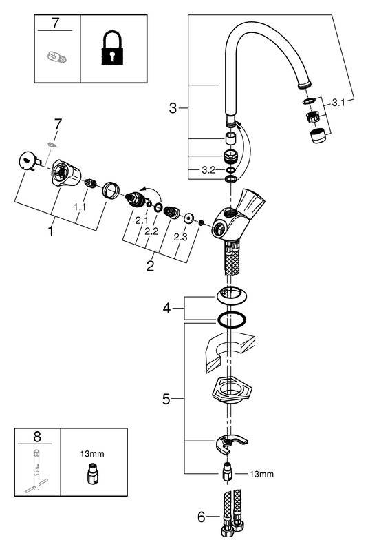 Grohe Spültisch-Einlochbatterie COSTA 1/2Zoll chr-4